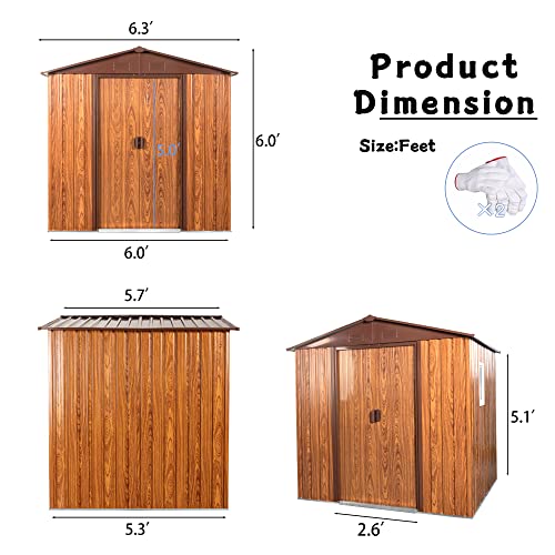 6x6 FT Outdoor Storage Shed (6x6 FT/Window / Coffee)