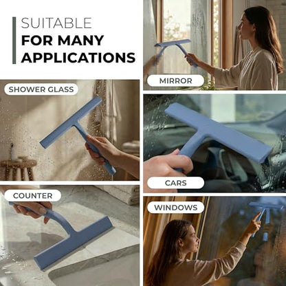 Silicone Shower Squeegee with 3 (Blue / 9 Inches)