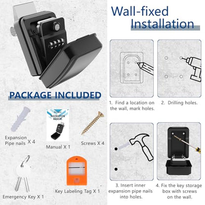 SL 591 Car Window Lock Box for Turo (Dark Black Car Lock Box with Emergency Access Key)