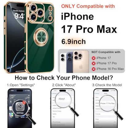 Designed for iPhone 17 Pro Max Case with Ring Stand Slim Green (Green / 6.9'' iPhone 17 Pro Max)