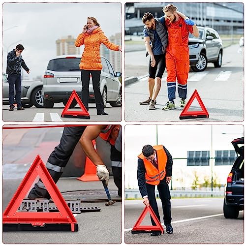 12 Pcs Warning Triangles Dot Reflective Foldable Emergency Safety