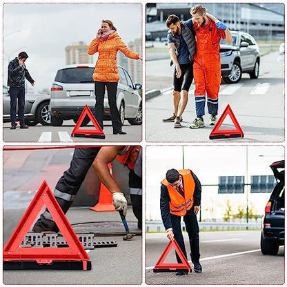 12 Pcs Warning Triangles Dot Reflective Foldable Emergency Safety