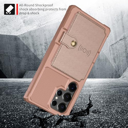 For Samsung Galaxy S25 Ultra Card Holder Case (Pink / Galaxy S25 Ultra)