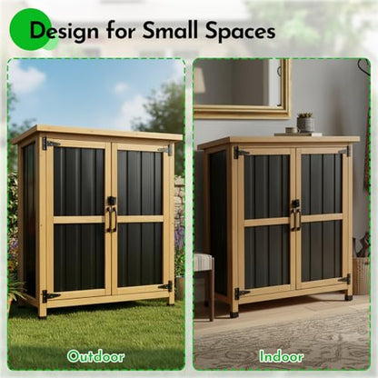 Small Outdoor Storage Cabinet Waterproof (Brown / 32"x13"x39")