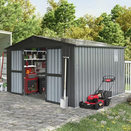 Domi Outdoor Storage Shed 11' x 9' (11' x 9' Gable Roof / Dark Gray)
