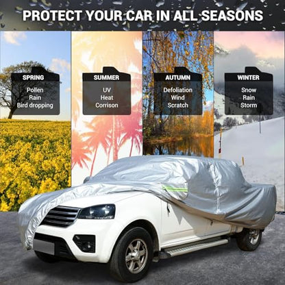 Truck Car Cover Waterproof All Weather Breathable Light Shell with Door Zipper & Lock (Silver-Green / TM：for Truck(Lenght 212"))