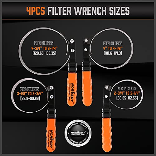 5 Piece Standard Swivel Oil Filter Wrench (Orange and Black(5-piece))