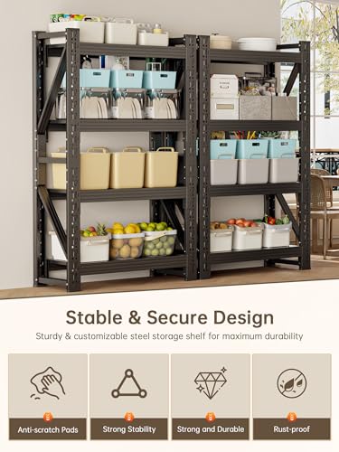 4 Tier Storage Shelves (Black / 48"W*24"D*79"H)