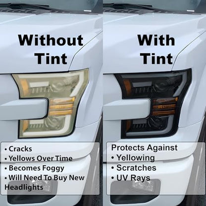 Full Headlight Head Light Tint Kit Fits Cadillac Escalade (FRONT KIT / Light Smoke)