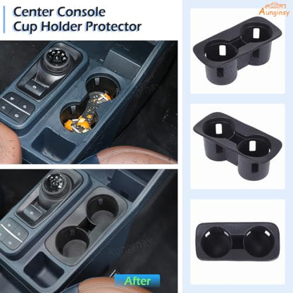 Center Console Cup Holder Insert Kit Compatible with Ford Maverick 2022+ (Black(Kit))