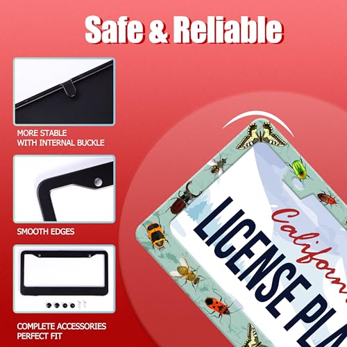 Butterfly Moth Beetle License Plate Frame Animal License Plate Holder (Butterfly Moth Beetle)