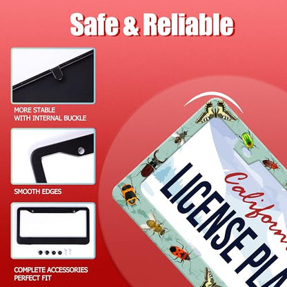 Butterfly Moth Beetle License Plate Frame Animal License Plate Holder (Butterfly Moth Beetle)
