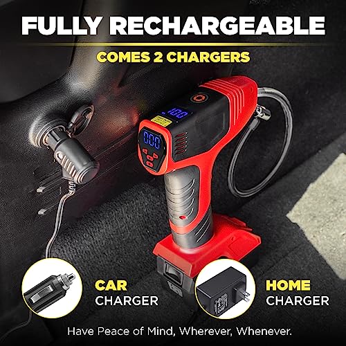 BULLSEYE PRO Tire Inflator with Pressure Gauge (Red)