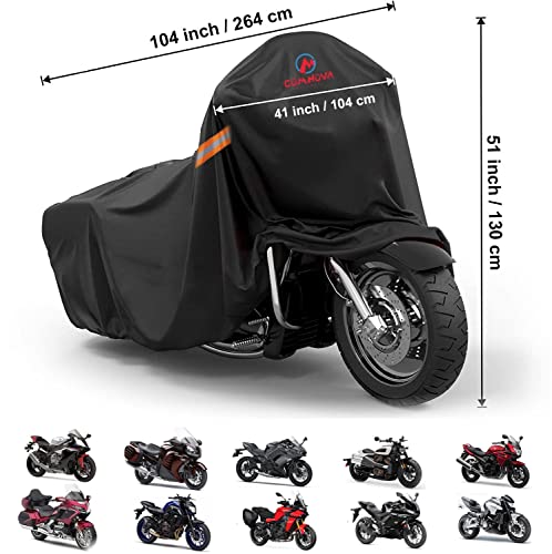 Comnova Motorcycle Cover 104 Inch (Premium - Black / 104 Inch)