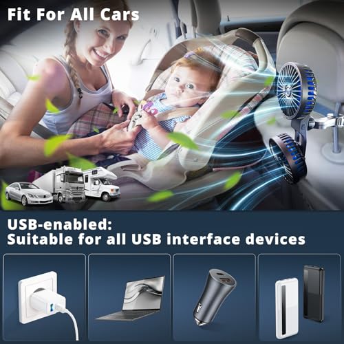 Car Fan for Backseat (Blue)
