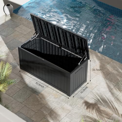 270 Gallon Outdoor Storage Box Patio Deck Box Waterproof (270 gallon / Black)
