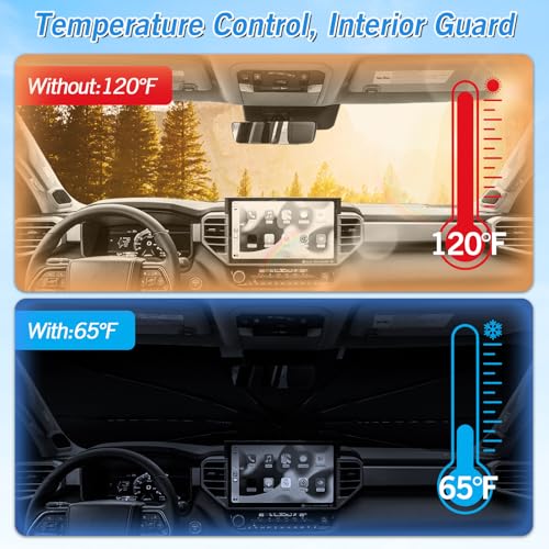 Windshield Sun Shade Umbrella for Toyota Tundra 2022 2023 2024 2025 2026 Rear Window Shades 100% UV Protection and Blackout Privacy 5PCS Car Window Covers Accessories (5-Piece Set | Fits Toyota Tundra 2022-2026)