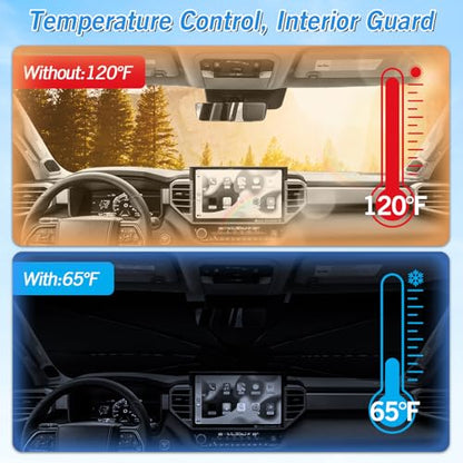 Windshield Sun Shade Umbrella for Toyota Tundra 2022 2023 2024 2025 2026 Rear Window Shades 100% UV Protection and Blackout Privacy 5PCS Car Window Covers Accessories (5-Piece Set | Fits Toyota Tundra 2022-2026)