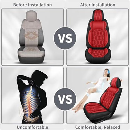 Full Set Waterproof Leather Seat Covers for Toyota Corolla 2000 (#067 Black&Red / 4.Corolla-5 Seat Covers Full Set)