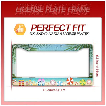 Beach Flip Flops Stainless Steel License Plate Frame for US Cars Decor (Beach Flip Flops)