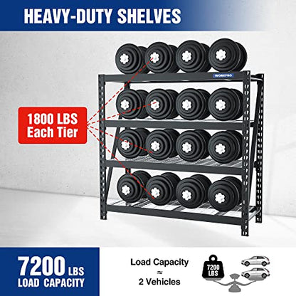 Heavy Duty Metal Shelving (68"W x 24"D x 65"H,)