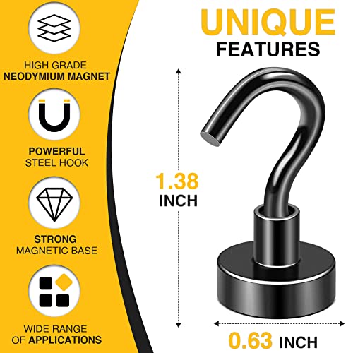 Magnetic Hooks 45pcs 30lbs Cruise Essentials 2026 Magnet Hook Black (Black / 0.63in)