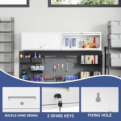 Metal Wall Storage Cabinet with Up (13.8"H / White)