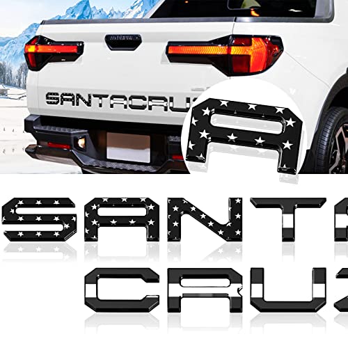 Tailgate Inserts Letters Compatible for 2022 2023 2024 2025 Santa Cruz 3D Raised & Strong Adhesive Decals Letters Rear Emblem Decal Sticker Compatible for Santa Cruz Accessories (Black American Flag)