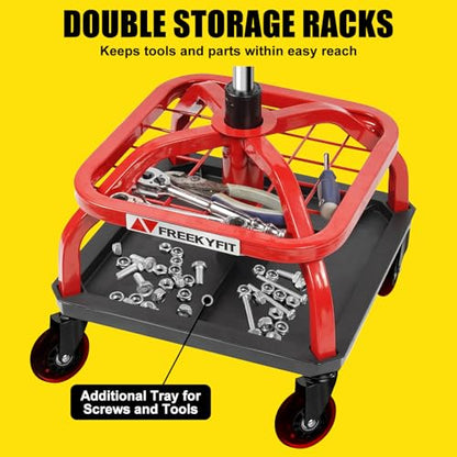 Rolling Stool with Red Wheels (Red Stool With Red Casters)