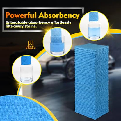 Blue Microfiber Cleaning Cloths 100 Pack (Blue / 11.5 x 11.5 Inch)