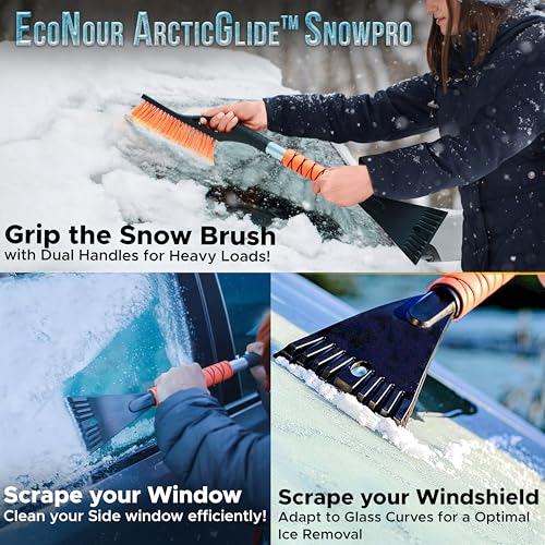27" Snow Brush with Ice Scraper for Car Windshield 2 Pack Orange (Orange & Orange)
