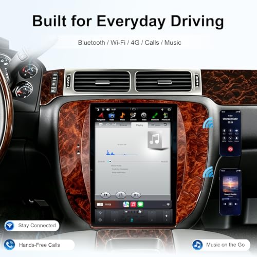 12.1 inch Vertical Screen Car Stereo Radio GPS Navigation for GMC Yukon Sierra Chevrolet Tahoe Suburban Android 4G+64G Car Play Auto (PX6 Hexa core 4G+32G)