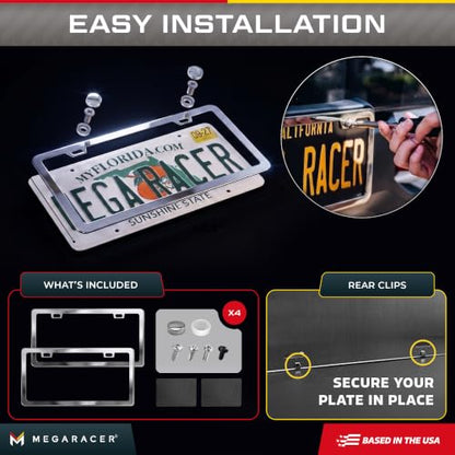 Polished Mirror Chrome Silver License Plate Frames (Mirror Chrome / 2 Piece)