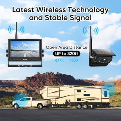 Solar Wireless Magnetic Backup Camera with 7 Inch 1080P Monitor System (Camera Set)