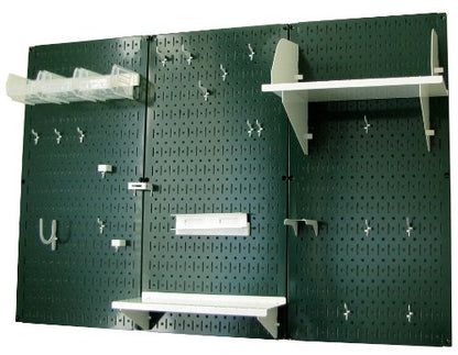 Pegboard Organizer 4 ft. Metal Pegboard Standard Tool Storage Kit with Green Toolboard and White Accessories (Green Pegboard with White Accessories)