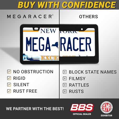 Premium Slim Matte Black License Plate Frames (Black / 2 Piece)