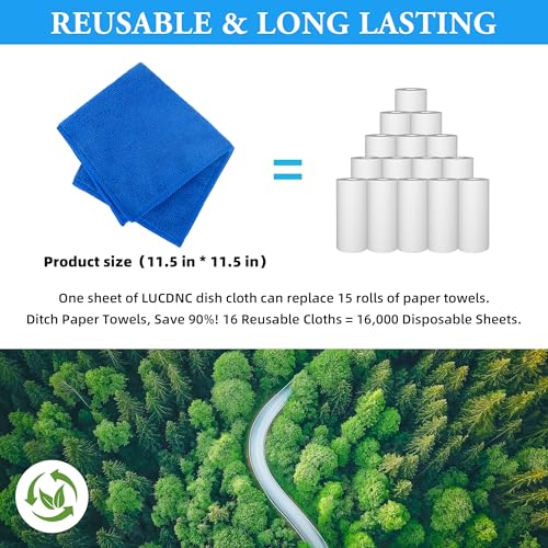 Microfiber Cleaning Cloths 16 Pack 8 Colors 11.5"x11.5"