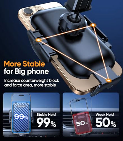 Stable Car Phone Holder [Upgraded Strongest Suction (Dark Blue)