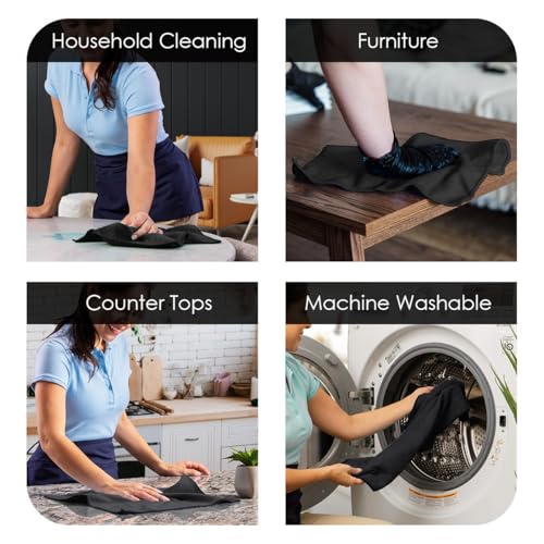 Microfiber Cleaning Cloths (Pack of 12 - 12x12 Inches / Black)