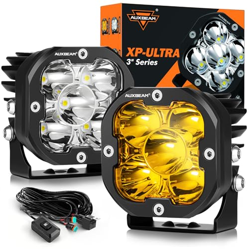 XP Ultra Series 3 Inch LED Pods 9600LM Spot Beam Offroad Lights (XP-Ultra 3 Inch Amber/White Spot Beam)
