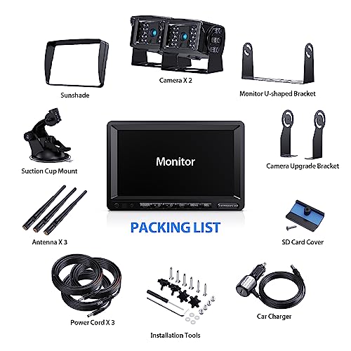 Digital Wireless Backup Camera System Kit for RV (grey / 7'' 2 CAM)