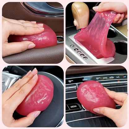 Car Cleaning Gel Car Cleaning Putty Car Putty Car Interior Cleaner Car Slime Car Detailing Kit Car Accessories Gifts for Men Women Stocking Stuffers Pink (Pink)