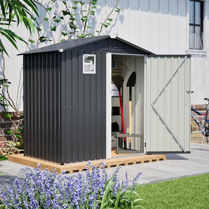 Outdoor Storage Shed (6x4 Ft-with window / Black)