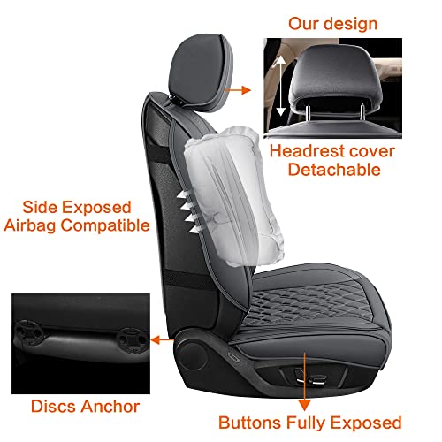 Leather Car Seat Covers Full Set (B-GRAY / FULL SET)