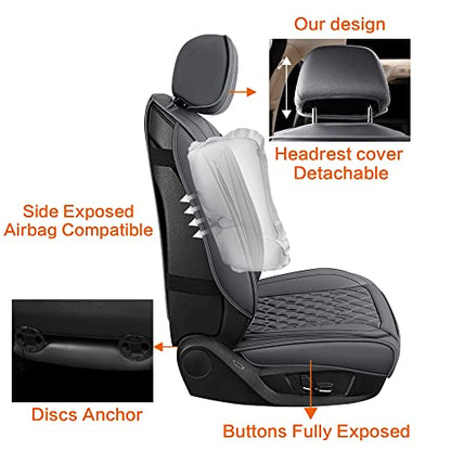Leather Car Seat Covers Full Set (B-GRAY / FULL SET)