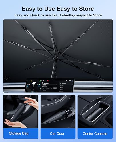 Car Windshield Sun Shade (Silvery&Black / Medium(57"L x 32"W))