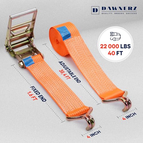 Ratchet Straps with Double J Hook 4 inch X 40 ft 22000 Lbs MBS (4 inch X 40 ft 22000 lbs)