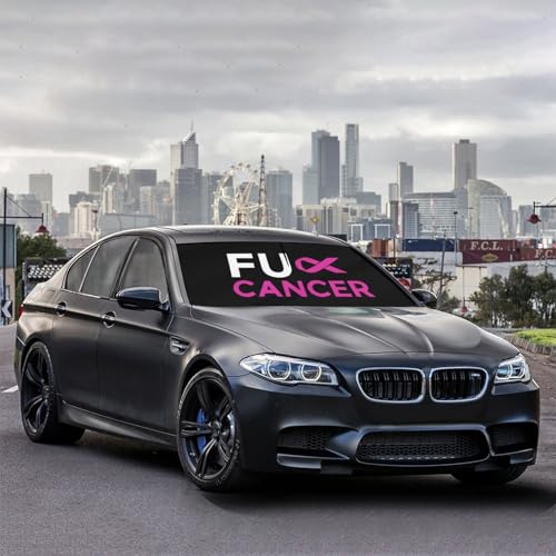 Fuck Breast Cancer Pink Ribbon Car Windshield Sun Shade Umbrella (57X31 Inch / Color-0705-2)