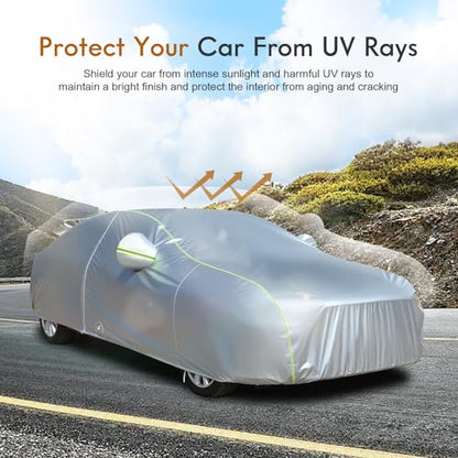 Car Cover for Automobiles Waterproof (Silver / 3XXL+：for Sedan(Lenght 201"-210"))