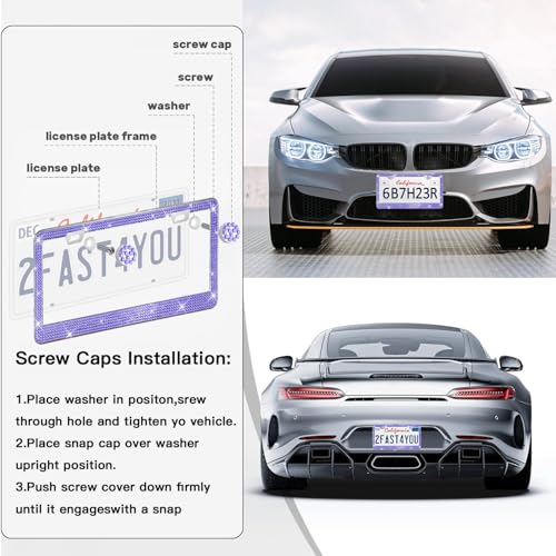2 Pack License Plate Frames for Women (Purple (2PCS))